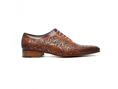 One cut oxford arbesque laser brown patinated shoes