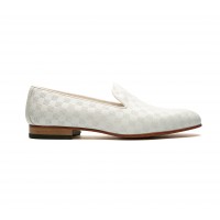 mocassin slip on cuir a damier blanc