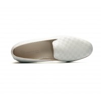 mocassin slip on cuir a damier blanc